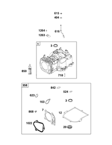 Cylinder Group Diagram and Parts List for 8P502-0026-H5  Briggs and Stratton Engine